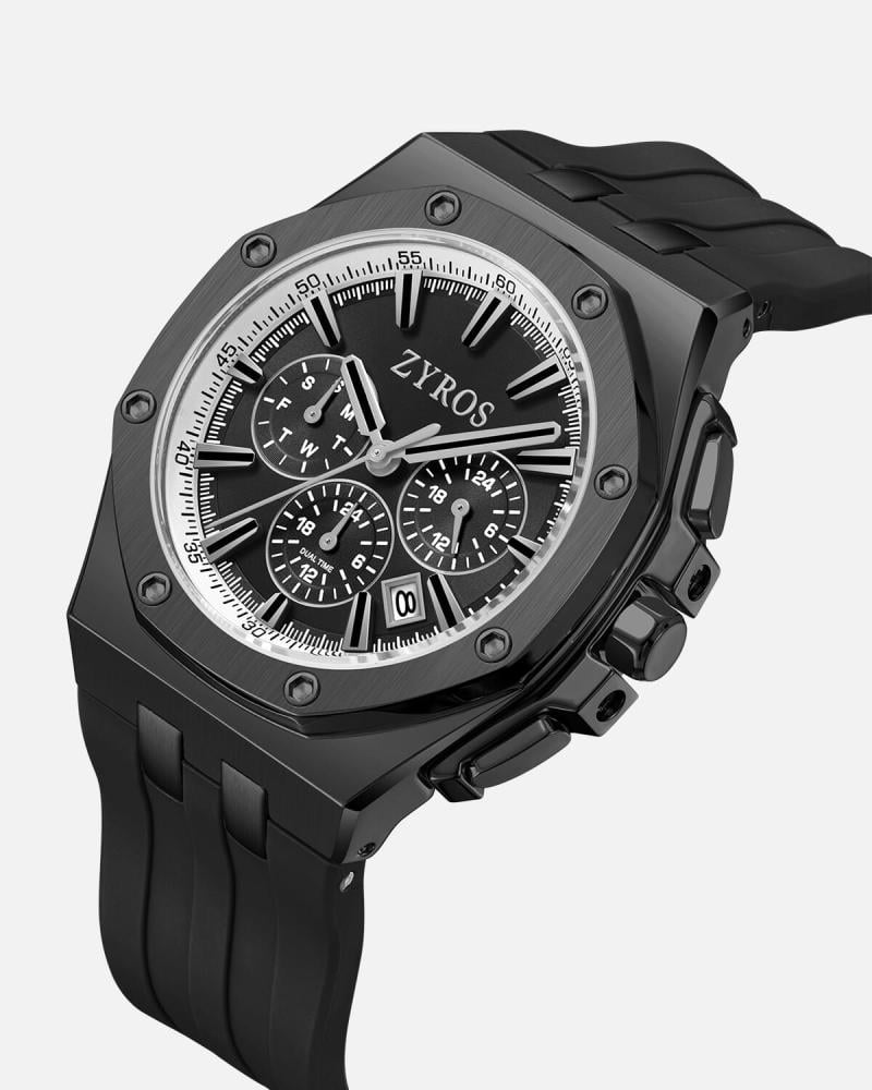 ساعة رجالية بسير من الربل بلون أسود