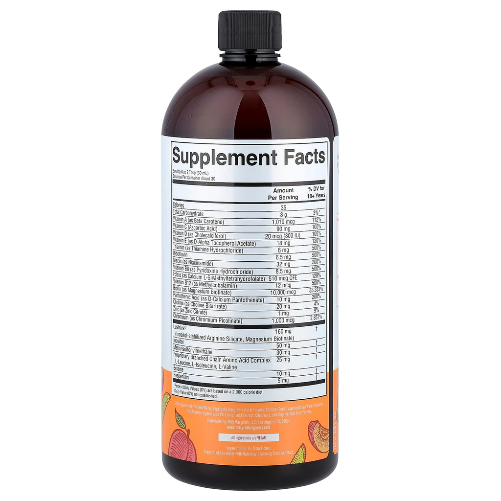 ماري روثس, فيتامينات زيت متعددة + لنمو الشعر، بنكهة الخوخ والمانجو، 30 أونصة زيت (887 مل)