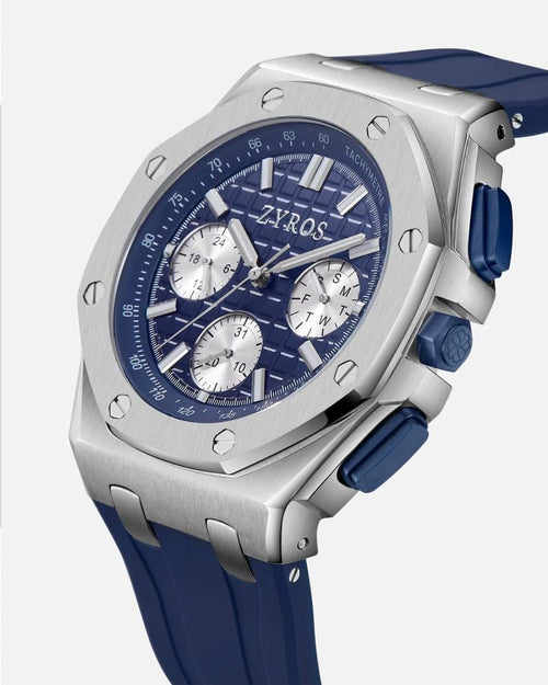 ساعة رجالية بسوار مطاطي أزرق