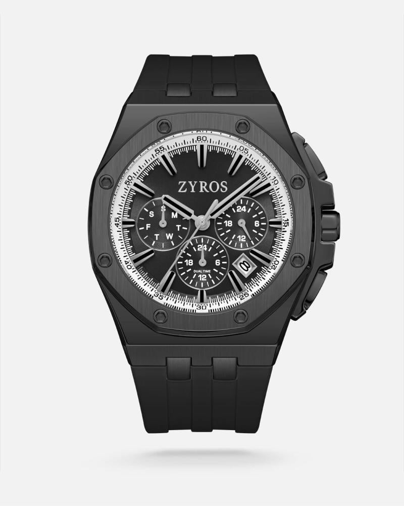 ساعة رجالية بسير من الربل بلون أسود