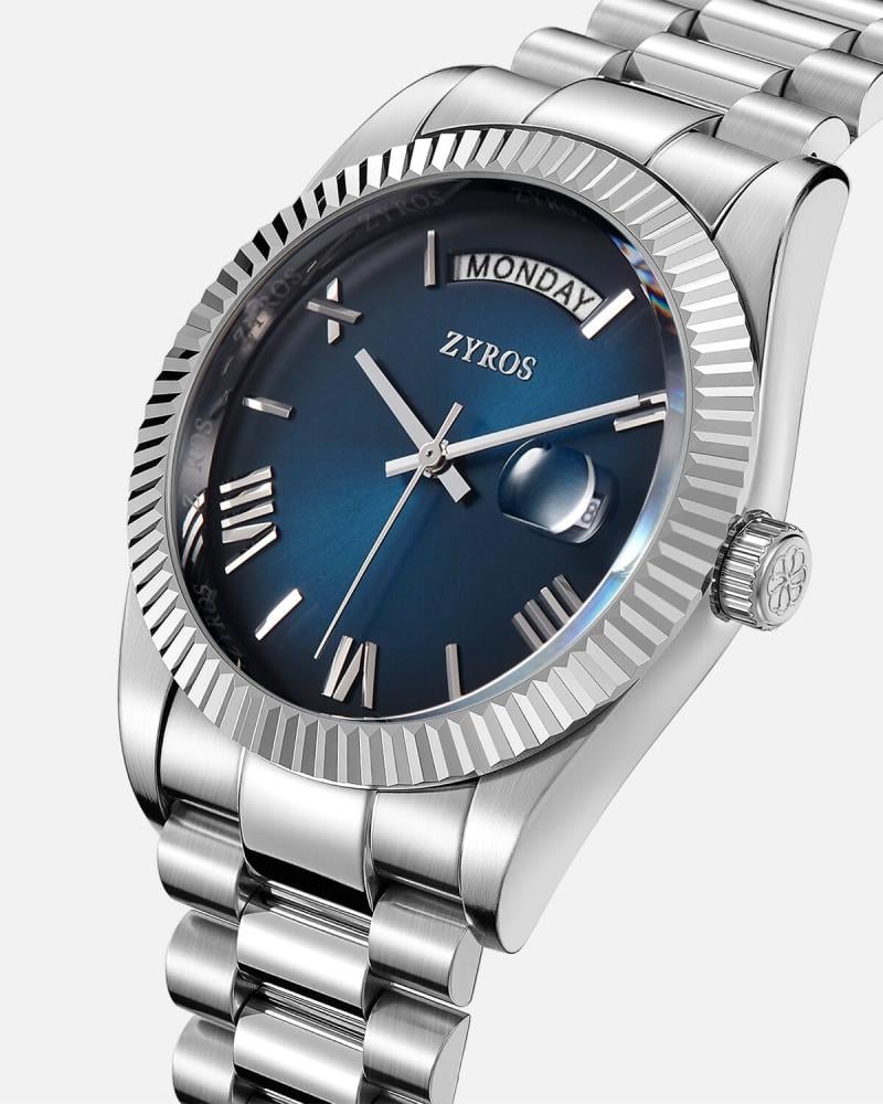 ساعة رجالية بسوار من الفولاذ بلون فضي