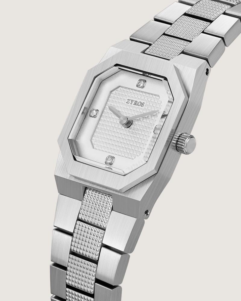 ساعة سها النسائية بسوار من الفولاذ الفضي اللون