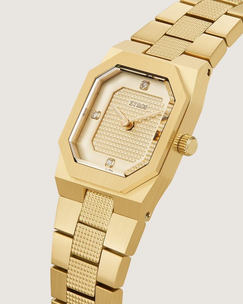 ساعة سها النسائية بسوار من الفولاذ المطلي بالذهب